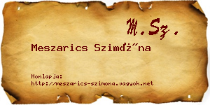 Meszarics Szimóna névjegykártya